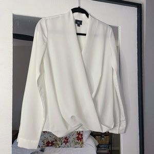 white longsleeve wrap blouse by mossimo black | size XS